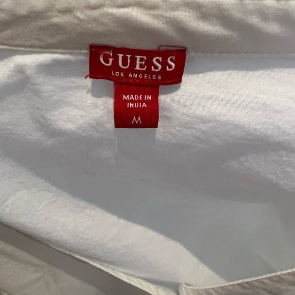 Guess Womens Button-Up Shirt Blouse Tied Sides Long Sleeve Size M White - Picture 4 of 4